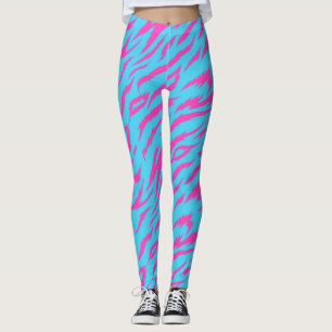 Leggings Rosa Flamejante com Fundo Azul Claro