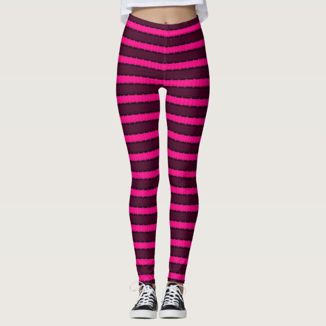 Leggings rosa-quente e pretas (Frente)