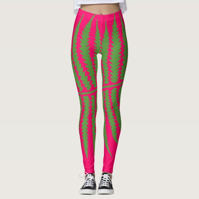 Leggings rosa verde folha (Frente)
