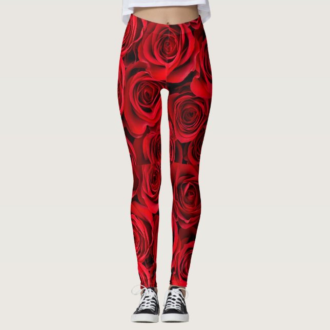 Leggings rosas vermelhas bonitas (Frente)