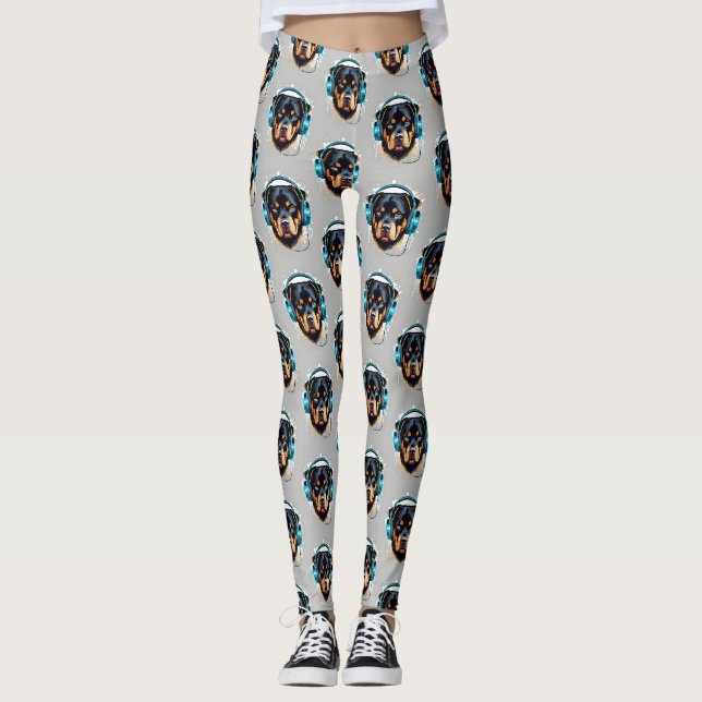 Leggings Rottweiler com Fones de Ouvido 4 (Frente)