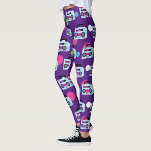 Leggings Roxas com Pontos de Fantasia de Halloween