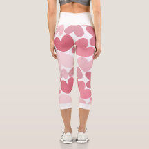 Leggings sem Costura com Padrão de Corações Rosas