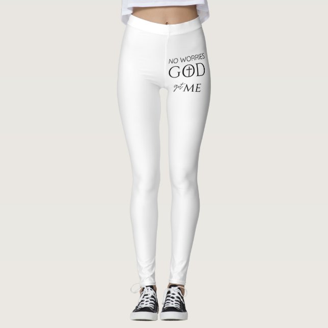 Leggings Sem Preocupações, DEUS Me Tem ✝️ | Inspir (Frente)