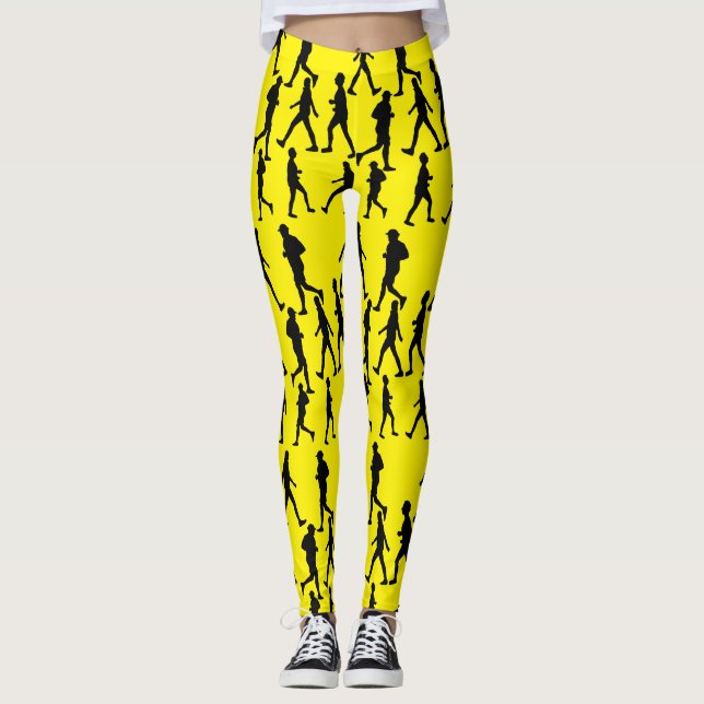 Leggings Silhuetas de Pessoas Correndo Jogging Fun (Frente)