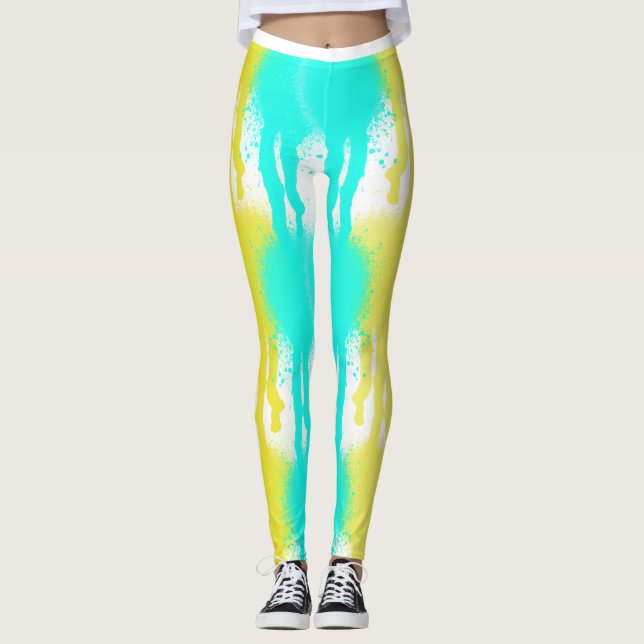 Leggings Splatter multicolorido executando diversã (Frente)