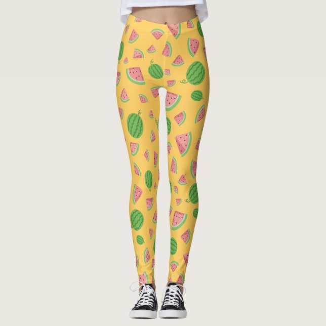 Leggings Suculentas de Melancia de Verão (Frente)