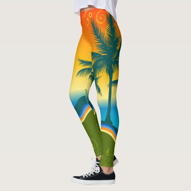 Leggings Sunset de Praia Tropical (Esquerda)