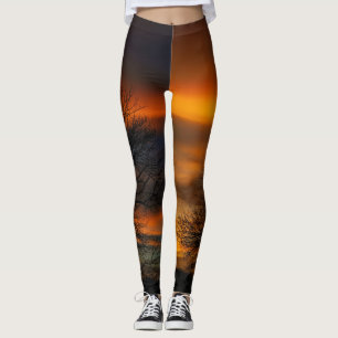 Leggings sunset de silhuetas de árvores