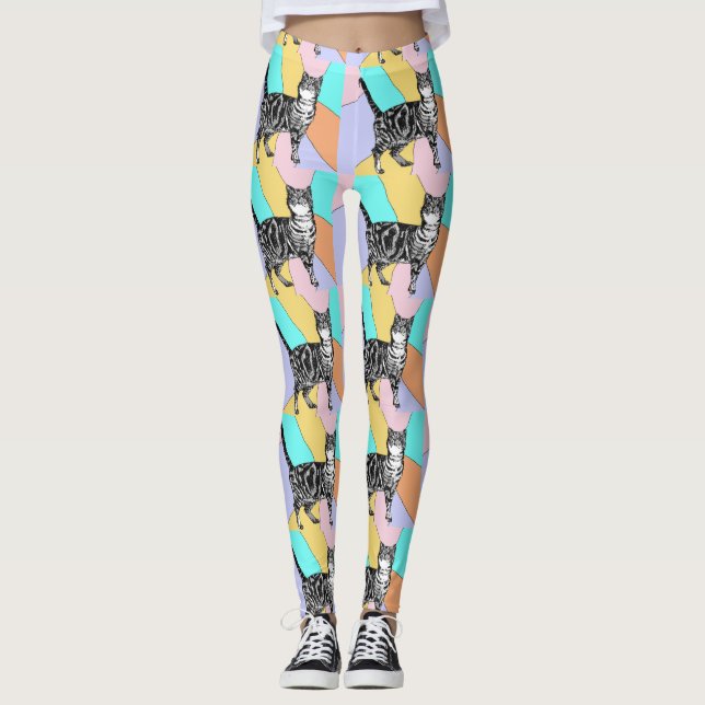 Leggings Tabby Cat Pastel Harelquin (Frente)