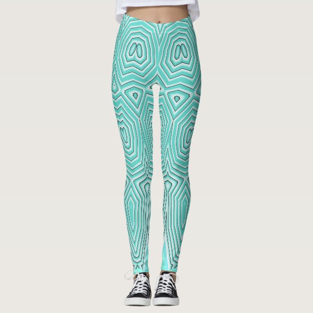 Leggings Teal chavron zigzag "Ratti_Creative_Arts" (Frente)