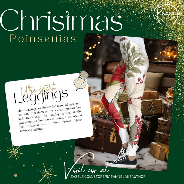 Leggings Temáticas de Natal Poinsettia (Criador carregado)