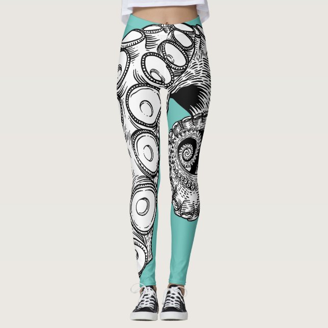Leggings Tentacle Octopus verde-claro (Frente)