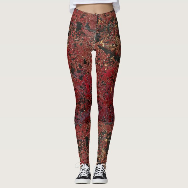 Leggings texturizadas de luxo Dourado Merlot (Frente)