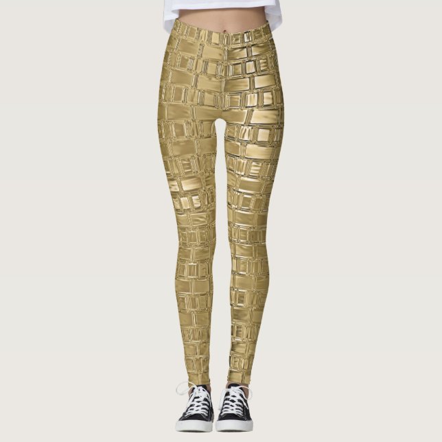 Leggings texturizadas de tijolos com Shimmer Metál (Frente)