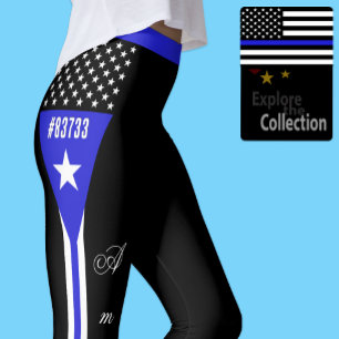 Leggings Thin Blue Line, personalizadas, Sinalizad