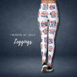 Leggings tipográficas do Bold Quarto de julho<br><div class="desc">Celebre o Dia da Independência em estilo com estas pernas brancas vibrantes cobertas pela tipografia patriótica. Com frases icônicas como "Feliz 4 de julho" e "Terra dos Libertos" ao lado de símbolos clássicos de Americana como a Estátua da Liberdade e as estrelas, essas leggings são perfeitas para qualquer ocasião patriótica....</div>