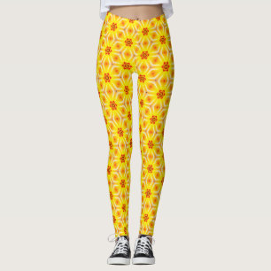 Leggings Trabalho de arte amarelas e laranja