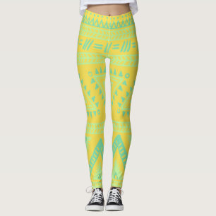 Leggings Tribais de Aqua Amarelo