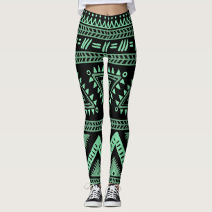 Leggings Tribais Preto e Aqua