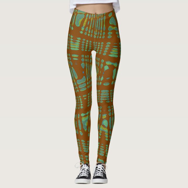 Leggings Tribal Pants Yoga Verde Marrom (Frente)