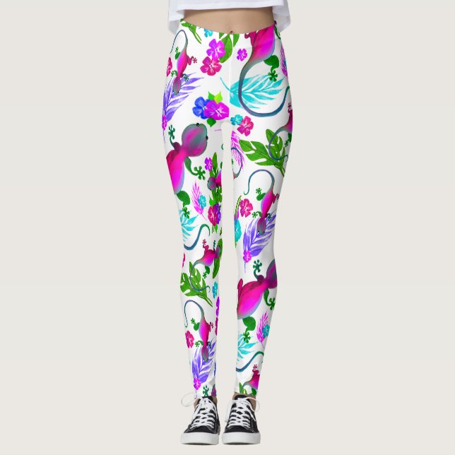 Leggings tropicais de lagartixa (Frente)