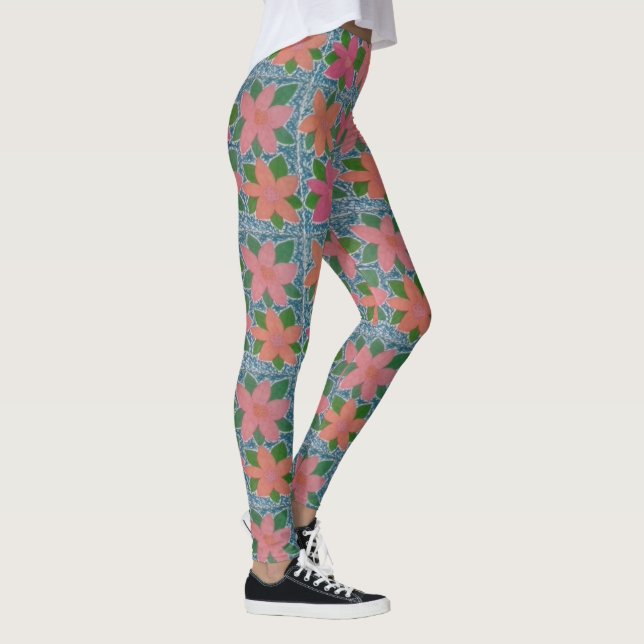 Leggings Tropicais De Padrão Floral (Direita)