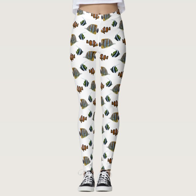 Leggings Tropical Fish Frenzy (escolha a cor) (Frente)