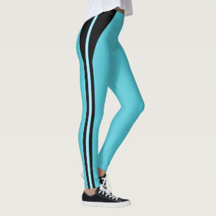 Leggings Turquesa com Listras Pretas