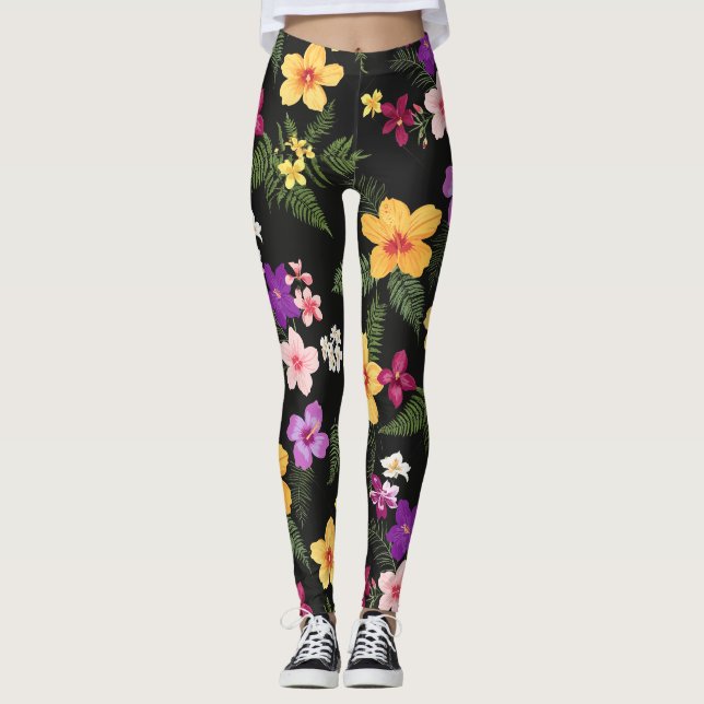 Leggings Ultra Florais Tropicais Hibiscus (Frente)