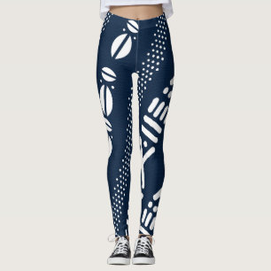 Leggings únicas africanas de Bogolan azul