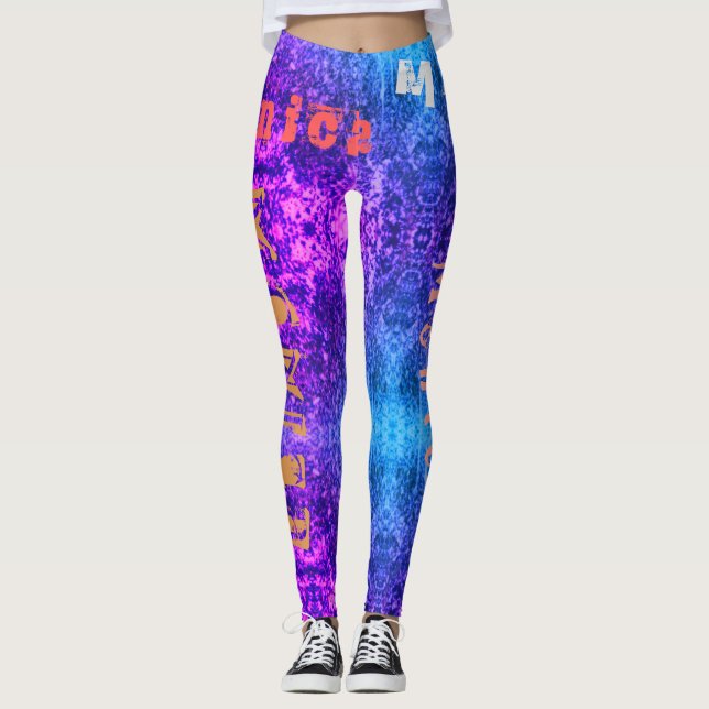 Leggings Unisex de nome de repetição personalizado (Frente)