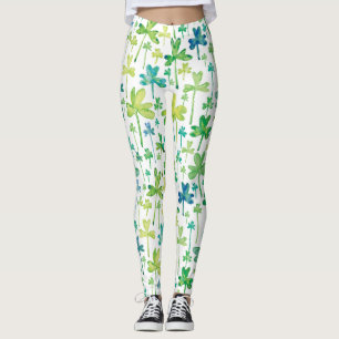 Leggings Verde Branco do Dia de São Patrício Trevo
