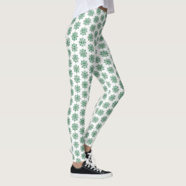 Leggings Verde com Padrão de Xadrez de Floco de Ne