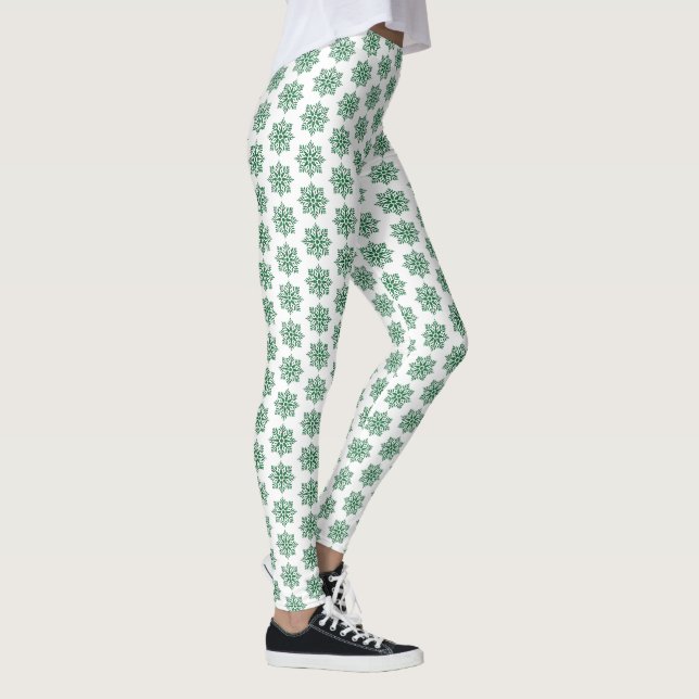 Leggings Verde com Padrão de Xadrez de Floco de Ne (Direita)