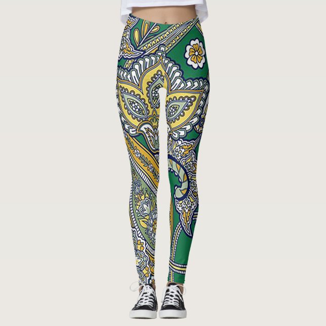 Leggings Verde Esmeralda Paisley (Frente)