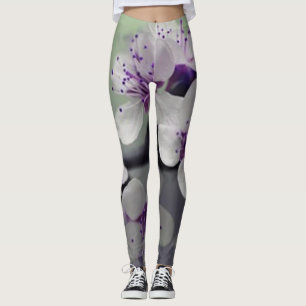 Leggings verde floral rosas estilo de vida feminin