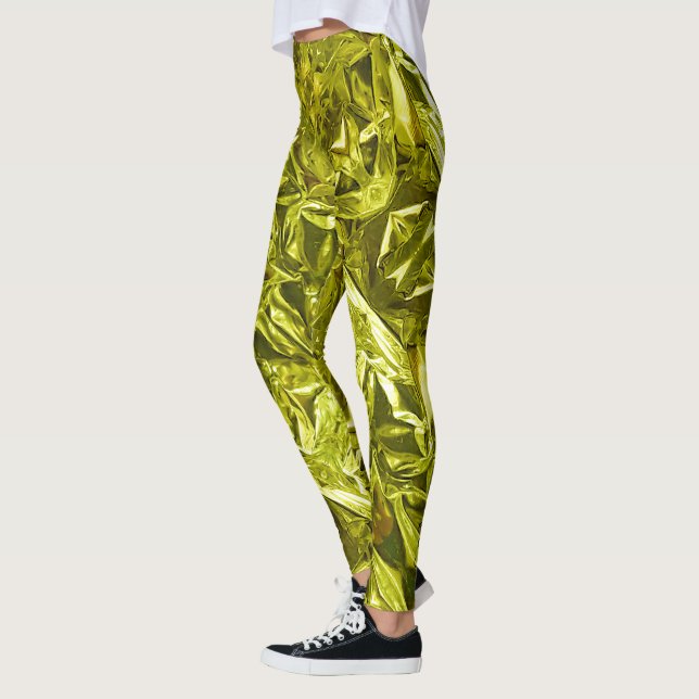 Leggings Verde Lima Abstrato Metálico 101 (Esquerda)
