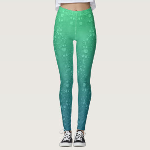 Leggings Verde Turquesa Vibrante no Estilo Boho Da