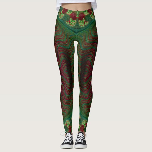 Leggings ~verde-vermelho Natal (Frente)