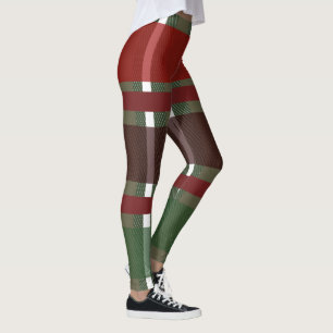 Leggings Verde Xadrez de Natal Burgundy