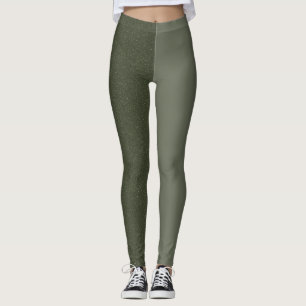 Leggings Verdes De Motoso De Dois Tons (Matte + Te