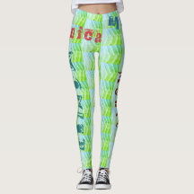 Leggings verdes de nome personalizado