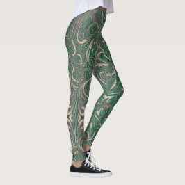 Leggings verdes de padrão gótico