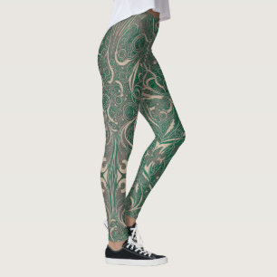 Leggings verdes de padrão gótico