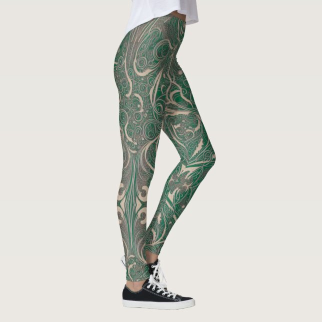 Leggings verdes de padrão gótico (Direita)
