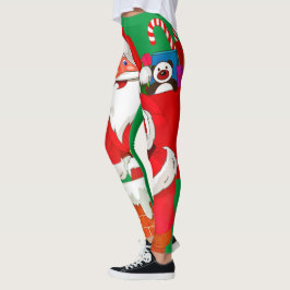 Leggings verdes do Papai Noel de Natal