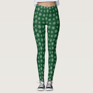Leggings verdes em flocos de neve