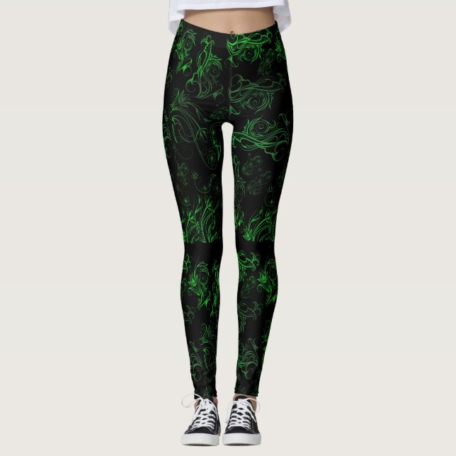 Leggings Verdes Florais (Frente)