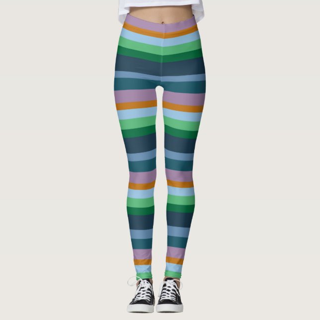 Leggings verdes, laranja, rosa e azuis (Frente)